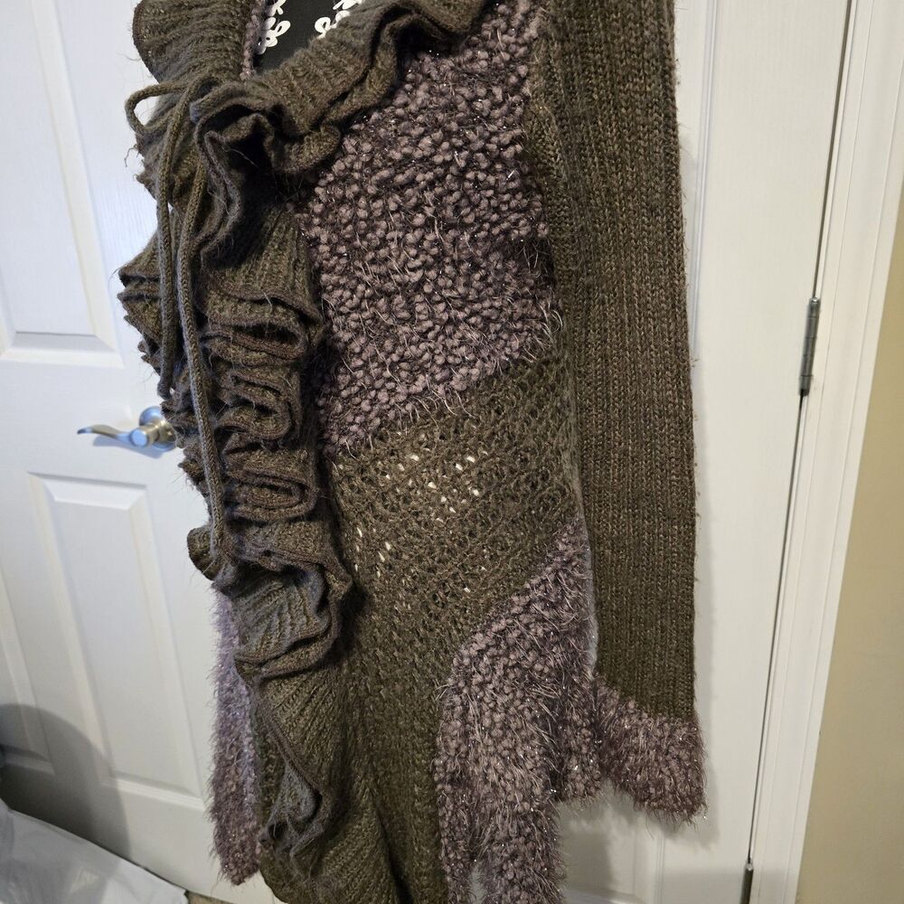 Womens Sloni Mohair Wool Sweater Cardigan Dark Academia Whimsigoth L Collard - Picture 5 of 12